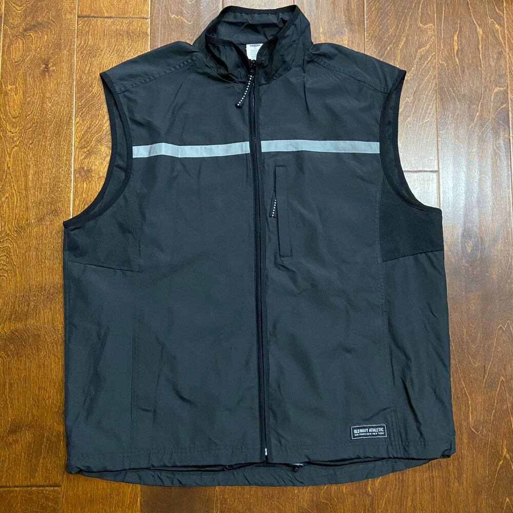 Old Navy Athletic Vintage NWT Y2K Black 3M Full Zip Work Vest Men's Size XL - Picture 4 of 8